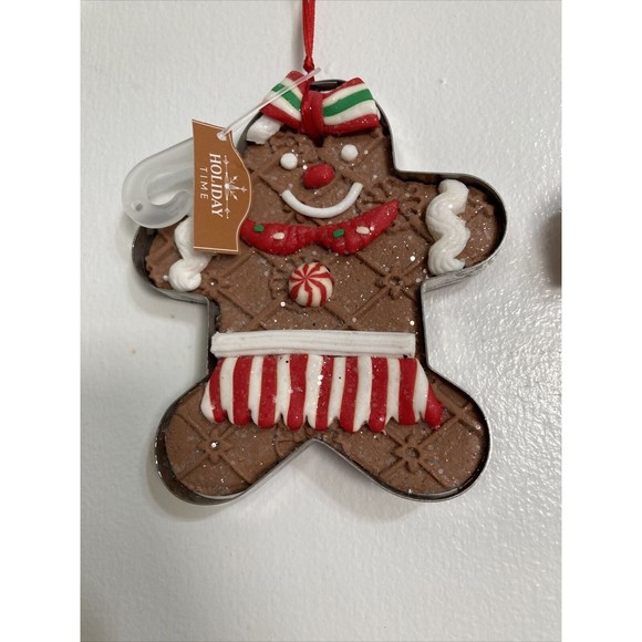 Gingerbread Cookie and Elf Candy Cane Ornaments Christmas Decor NEW Set of 2 - Picture 4 of 7